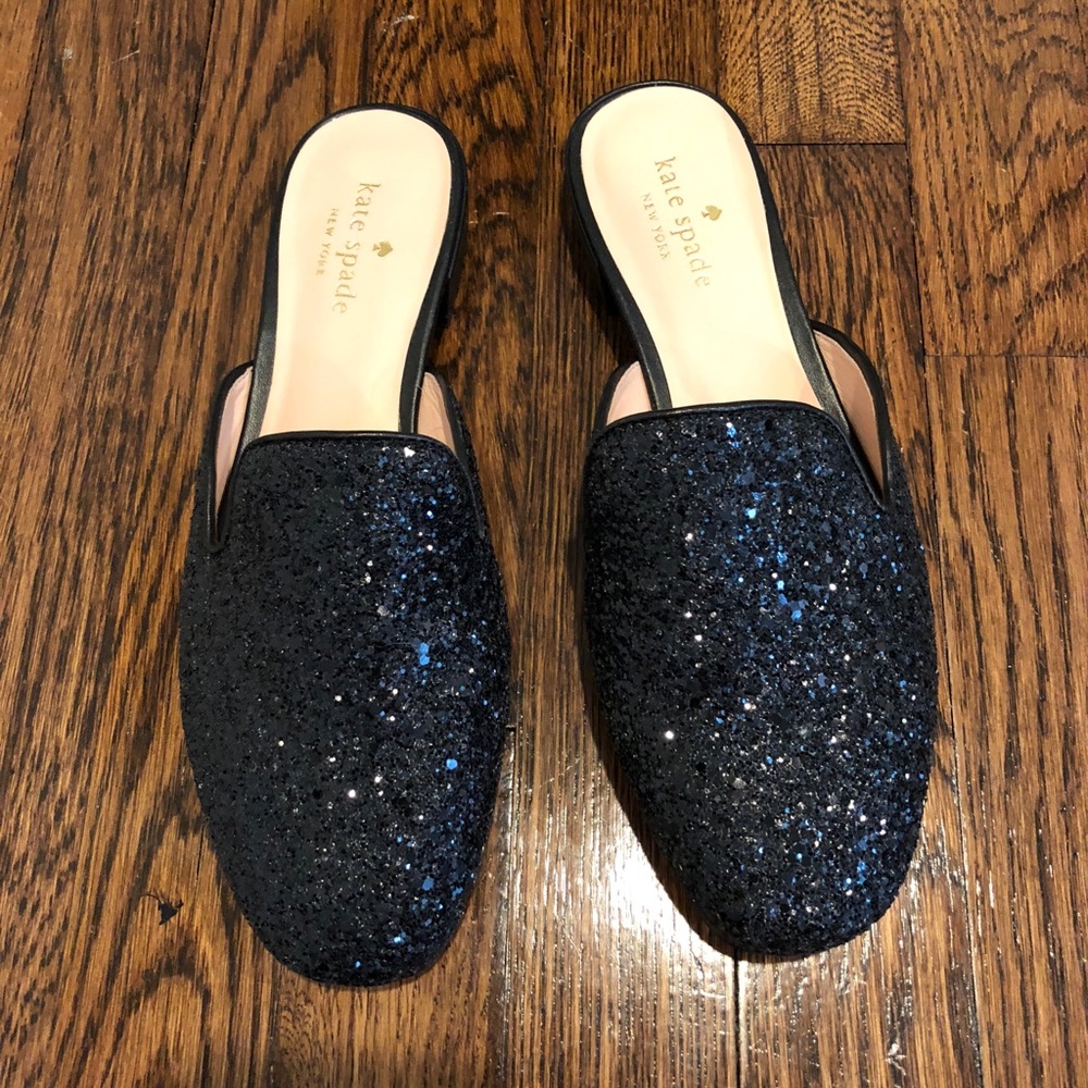 Kate Spade Black Glitter Loafers - Size 7